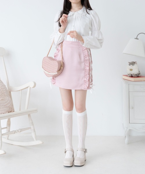 DearMyLoveRose(ディアマイラブローズ)の「サイドフリルレースアップタイトスカート(スカート・レディース・ブラック/ベビーピンク/グレー・MEDIUM/LARGE/LL/3L)」の21枚目の写真