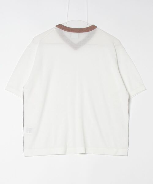 Paul Smith(ポールスミス)の「ウィメンズ シアー 半袖ニット / 145252 KN130(ニット/セーター・レディース・ダークブルー/ホワイト/ライトイエロー・MEDIUM)」の4枚目の写真