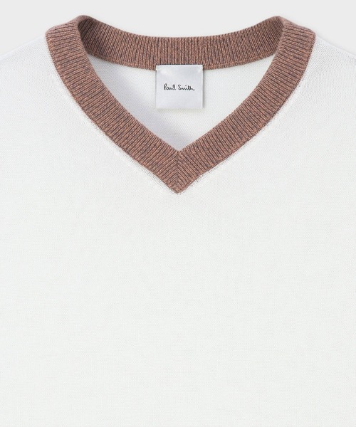 Paul Smith(ポールスミス)の「ウィメンズ シアー 半袖ニット / 145252 KN130(ニット/セーター・レディース・ダークブルー/ホワイト/ライトイエロー・MEDIUM)」の5枚目の写真
