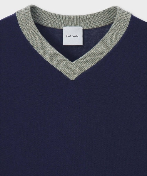 Paul Smith(ポールスミス)の「ウィメンズ シアー 半袖ニット / 145252 KN130(ニット/セーター・レディース・ダークブルー/ホワイト/ライトイエロー・MEDIUM)」の7枚目の写真