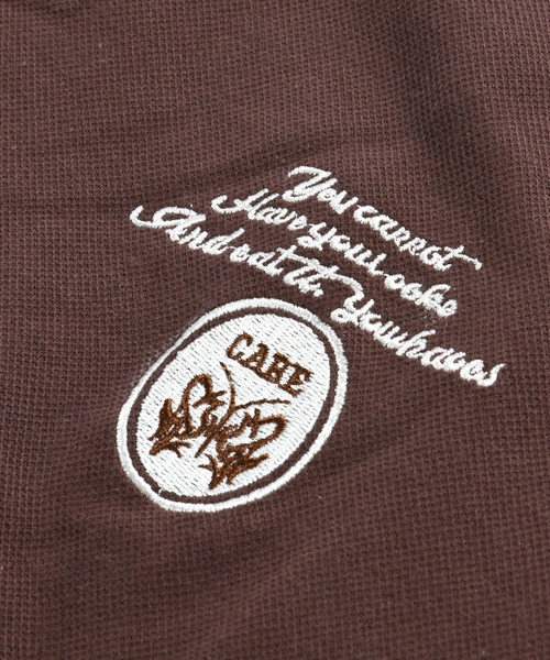 neos(ネオス)の「【neos】ルーズシルエット ワッペン ロゴ サガラ刺繍 ライン ラグラン ハーフスリーブ ポロシャツ(ポロシャツ・メンズ・ホワイト×ブラウン/ホワイト×ブルー・X-LARGE/LARGE/MEDIUM)」の13枚目の写真