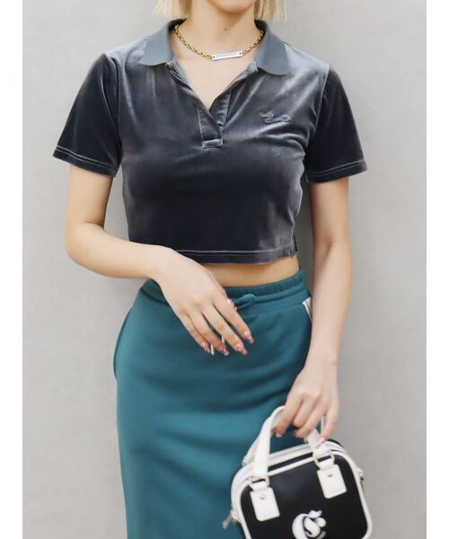 EVRIS（エヴリス）の「ベロアスキッパーショートトップス（Tシャツ/カットソー・レディース・ブルー/グレー/ピンク・FREE）」の10枚目の写真