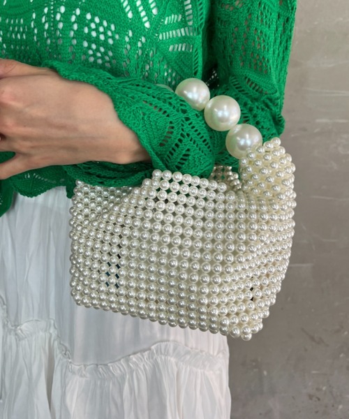 ｔｏｌｅｎｅ（トレネ）の「大ぶりパール ビーズ 2way ショルダーバッグ（ハンドバッグ・レディース・ホワイト・ONE SIZE）」の3枚目の写真