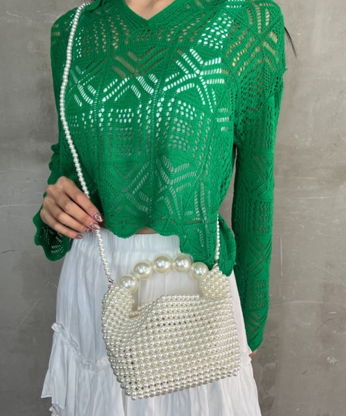 ｔｏｌｅｎｅ（トレネ）の「大ぶりパール ビーズ 2way ショルダーバッグ（ハンドバッグ・レディース・ホワイト・ONE SIZE）」の5枚目の写真