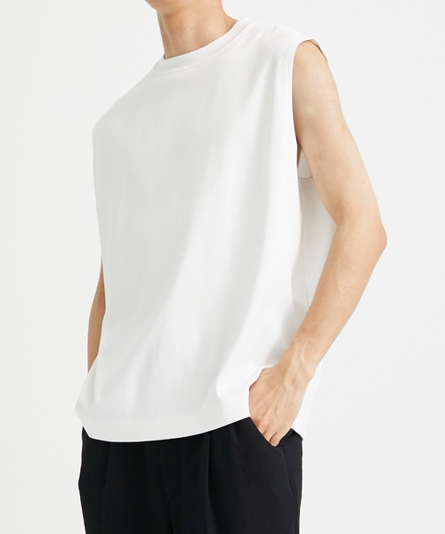 CITY TOKYO（シティトウキョウ）の「キングコットンノースリーブTEE（Tシャツ/カットソー・メンズ・ホワイト/ブラック・1/2）」の3枚目の写真