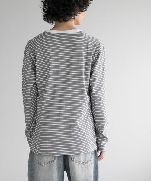 aimoha(アイモハ)の「aimoha men NAUYTICAL STRIPE HENLEY COMFORT TEE(Tシャツ/カットソー・メンズ・ブラック/グレー/ホワイト・LARGE/X-LARGE/XX-LARGE/XXX-LARGE)」の21枚目の写真