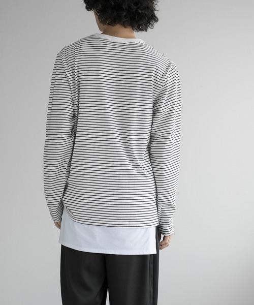 aimoha(アイモハ)の「aimoha men NAUYTICAL STRIPE HENLEY COMFORT TEE(Tシャツ/カットソー・メンズ・ブラック/グレー/ホワイト・LARGE/X-LARGE/XX-LARGE/XXX-LARGE)」の8枚目の写真