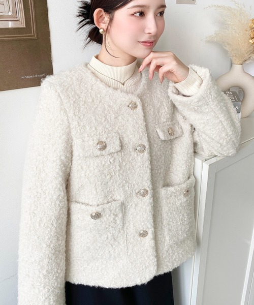 moment+（モーメントプラス）の「フェイクリングウール金ボタン