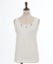 ビジュー×レース使いタンク