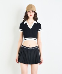 “NYC”ロゴバンドインナーパンツプリーツミニスカート