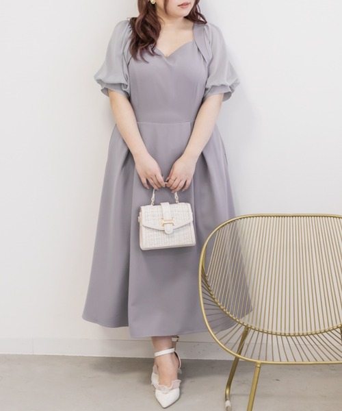 CLETTE(クレット)の「シアー5分袖ワンピース(ワンピース・レディース・ブルー/ピンク/ネイビー・LL/3L/4L)」の3枚目の写真