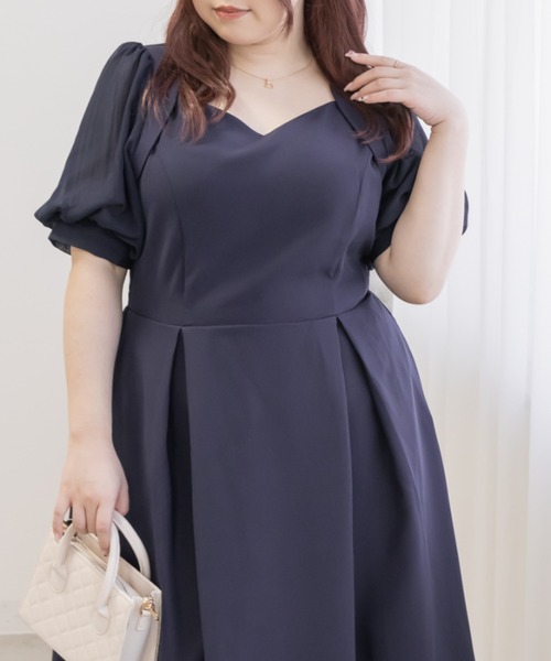 CLETTE(クレット)の「シアー5分袖ワンピース(ワンピース・レディース・ブルー/ピンク/ネイビー・LL/3L/4L)」の6枚目の写真