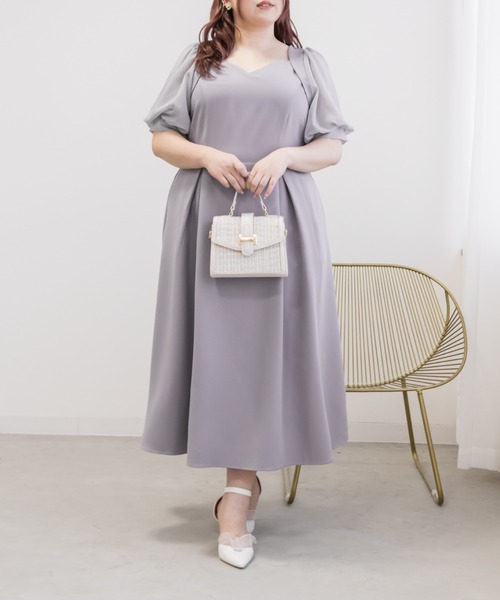 CLETTE(クレット)の「シアー5分袖ワンピース(ワンピース・レディース・ブルー/ピンク/ネイビー・LL/3L/4L)」の7枚目の写真