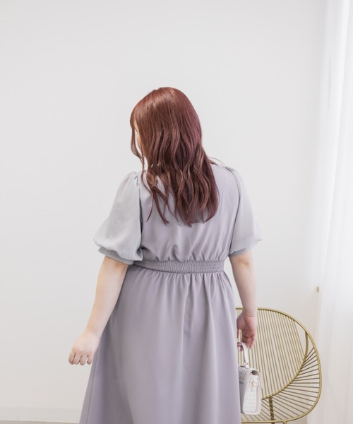 CLETTE(クレット)の「シアー5分袖ワンピース(ワンピース・レディース・ブルー/ピンク/ネイビー・LL/3L/4L)」の10枚目の写真