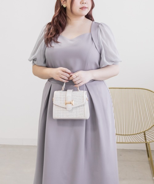 CLETTE(クレット)の「シアー5分袖ワンピース(ワンピース・レディース・ブルー/ピンク/ネイビー・LL/3L/4L)」の9枚目の写真
