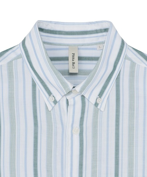 TOKYO SHIRTS（トウキョウシャツ）の「綿100% Wガーゼ ボタンダウン 半袖カジュアルシャツ（ポロシャツ・メンズ・ブルー系・LL/M/L）」の3枚目の写真