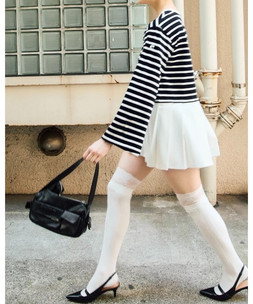 epine（エピヌ）の「e back Heart border pleats onepiece