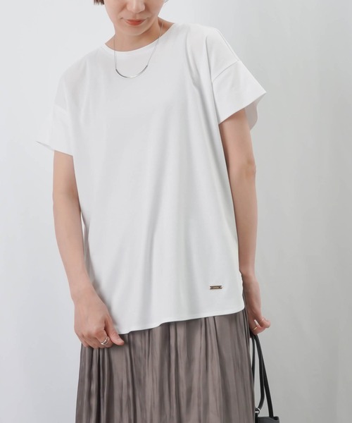tシャツ LC/LLL 「新色追加」シルケットスリットカットソー / バックスリットシンプルTシャツ レディース LC/LLL 【新色追加】シルケットスリットカットソー / バック