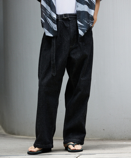 JOURNAL STANDARD（ジャーナルスタンダード）の「コットンヘンプ デニムベルテッド キャノンオーバーパンツ（デニムパンツ・メンズ・ブラック/ネイビー・SMALL/MEDIUM/LARGE）」の6枚目の写真