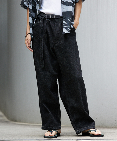 JOURNAL STANDARD（ジャーナルスタンダード）の「コットンヘンプ デニムベルテッド キャノンオーバーパンツ（デニムパンツ・メンズ・ブラック/ネイビー・SMALL/MEDIUM/LARGE）」の7枚目の写真