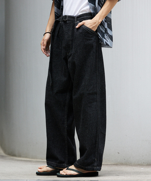 JOURNAL STANDARD（ジャーナルスタンダード）の「コットンヘンプ デニムベルテッド キャノンオーバーパンツ（デニムパンツ・メンズ・ブラック/ネイビー・SMALL/MEDIUM/LARGE）」の8枚目の写真