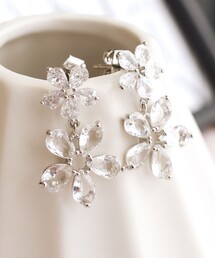 ガラスダブルフラワーピアス