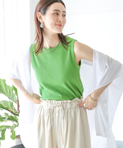 LEPSIM（レプシィム）の「スラブリブタンク　114449（タンクトップ・レディース・グリーン/ブルー/ブラック/アイボリー/グリーン系その他・FREE）」の21枚目の写真