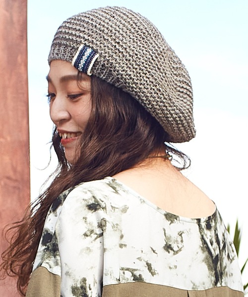 チャイハネ（チャイハネ）の「【チャイハネ】ペジニットベレー帽（ハンチング/ベレー帽・レディース・カーキ/ブラック/ベージュ・FREE）」の3枚目の写真