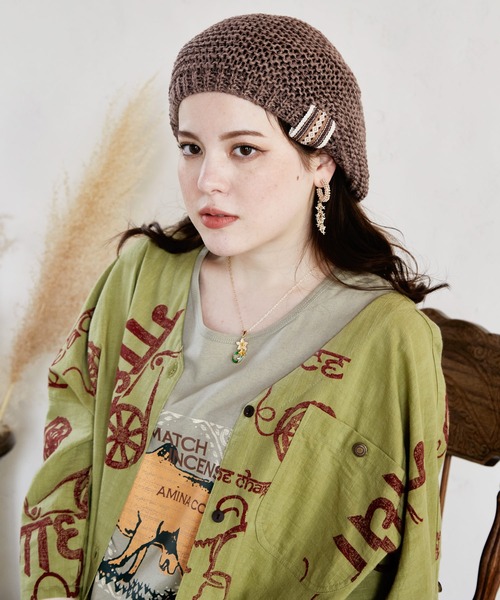 チャイハネ（チャイハネ）の「【チャイハネ】ペジニットベレー帽（ハンチング/ベレー帽・レディース・カーキ/ブラック/ベージュ・FREE）」の10枚目の写真