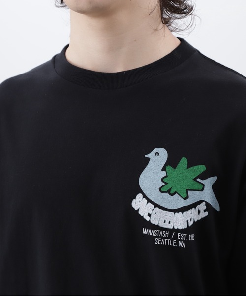 MANASTASH（マナスタッシュ）の「MANASTASH/マナスタッシュ  CiTee PIGION シティーピジョン（Tシャツ/カットソー・メンズ・ホワイト/ブラック/イエロー・M/S/XL/L）」の9枚目の写真