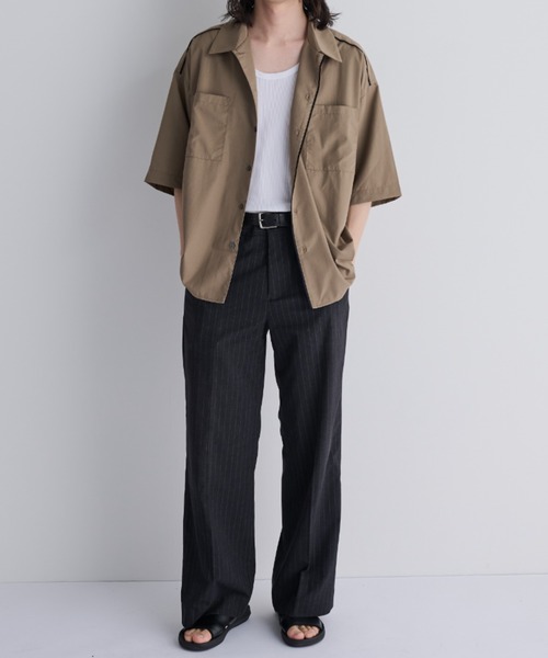 MERLOT(メルロー)の「ルーズフィットパイピングシャツ(シャツ/ブラウス・メンズ・サックスブルー/ベージュ・FREE)」の10枚目の写真