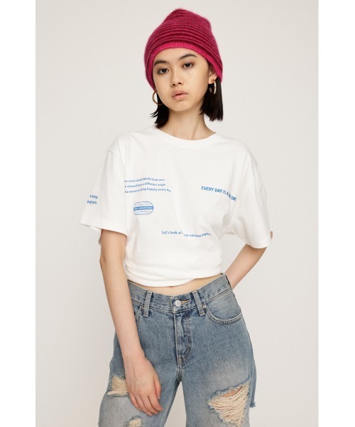 SLY（スライ）の「RANDOM LOGO PRINT T/SH ランダム ロゴ プリント Tシャツ（Tシャツ/カットソー・レディース・レッド/ホワイト/杢グレー/ブラック・FREE）」の16枚目の写真