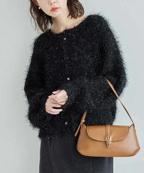 ROPE' PICNIC（ロペピクニック）の「ラメフェザーカーディガン（カーディガン/ボレロ・レディース・ライトグレー/ブラック/ベージュ/ピンク・38）」の2枚目の写真