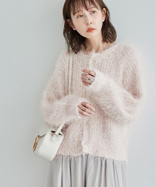 ROPE' PICNIC（ロペピクニック）の「ラメフェザーカーディガン（カーディガン/ボレロ・レディース・ライトグレー/ブラック/ベージュ/ピンク・38）」の19枚目の写真
