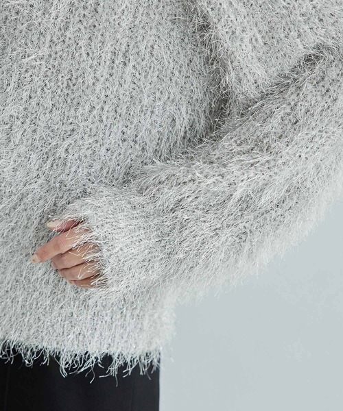 ROPE' PICNIC（ロペピクニック）の「ラメフェザーカーディガン（カーディガン/ボレロ・レディース・ライトグレー/ブラック/ベージュ/ピンク・38）」の12枚目の写真