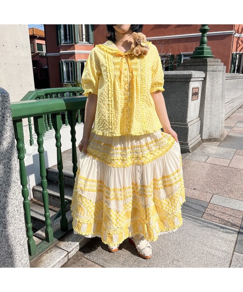 PINK HOUSE（ピンクハウス）の「配色フリルティアードスカート