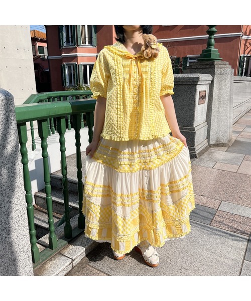 PINK HOUSE（ピンクハウス）の「配色フリルティアードスカート