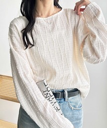 GeeRA（ジーラ）の「ジャガードフリンジボートネックカットソー（Tシャツ/カットソー）」