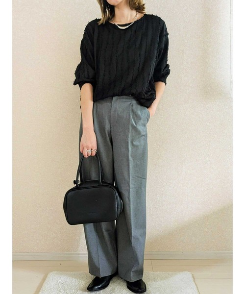 セール】シャギージャガードフリンジボートネックカットソー（T