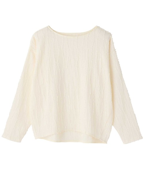 GeeRA（ジーラ）の「シャギージャガードフリンジボートネックカットソー（Tシャツ/カットソー・レディース・モカ/オフホワイト/ブルー/ブラック/ライム・MEDIUM/LARGE/X-LARGE）」の16枚目の写真