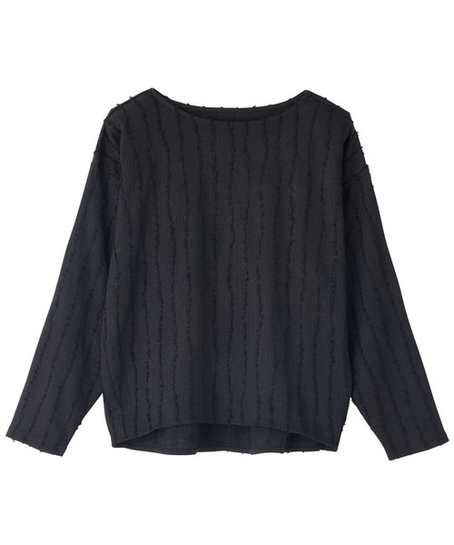 GeeRA（ジーラ）の「シャギージャガードフリンジボートネックカットソー（Tシャツ/カットソー・レディース・モカ/オフホワイト/ブルー/ブラック/ライム・MEDIUM/LARGE/X-LARGE）」の15枚目の写真