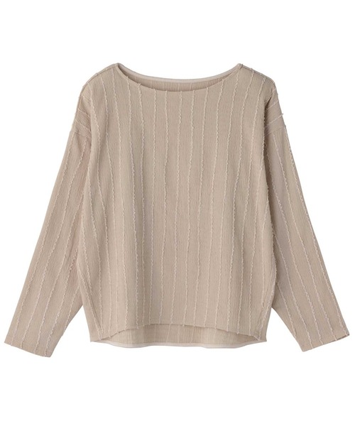 GeeRA（ジーラ）の「シャギージャガードフリンジボートネックカットソー（Tシャツ/カットソー・レディース・モカ/オフホワイト/ブルー/ブラック/ライム・MEDIUM/LARGE/X-LARGE）」の14枚目の写真