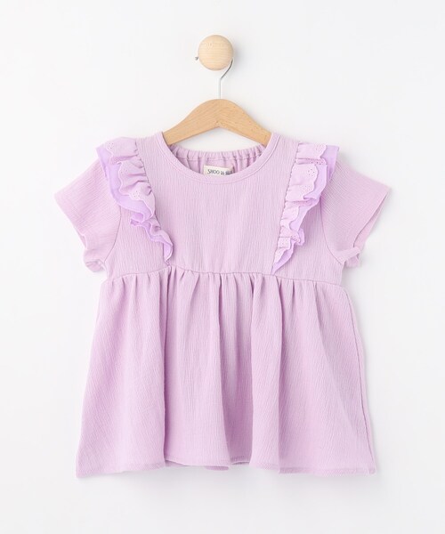 SHOO・LA・RUE（シューラルー）の「◆【110-140cm/セットアップ可】楊柳フリルトップス（シャツ/ブラウス・キッズ・パープル/ネイビー・12/14/11/13）」の4枚目の写真