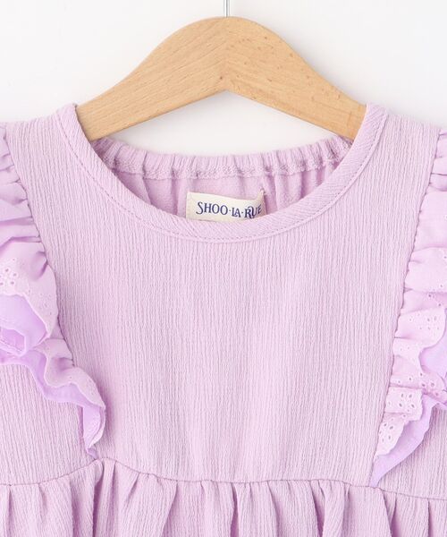 SHOO・LA・RUE（シューラルー）の「◆【110-140cm/セットアップ可】楊柳フリルトップス（シャツ/ブラウス・キッズ・パープル/ネイビー・12/14/11/13）」の6枚目の写真