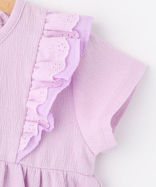 SHOO・LA・RUE（シューラルー）の「◆【110-140cm/セットアップ可】楊柳フリルトップス（シャツ/ブラウス・キッズ・パープル/ネイビー・12/14/11/13）」の7枚目の写真