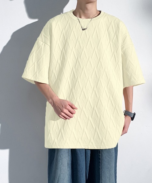 AsaAura(アサオーラ)の「メンズ Tシャツ クルーネックスウェット(Tシャツ/カットソー・メンズ・ブラック/ベージュ/ホワイト・FREE)」の2枚目の写真