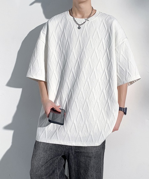 AsaAura(アサオーラ)の「メンズ Tシャツ クルーネックスウェット(Tシャツ/カットソー・メンズ・ブラック/ベージュ/ホワイト・FREE)」の3枚目の写真