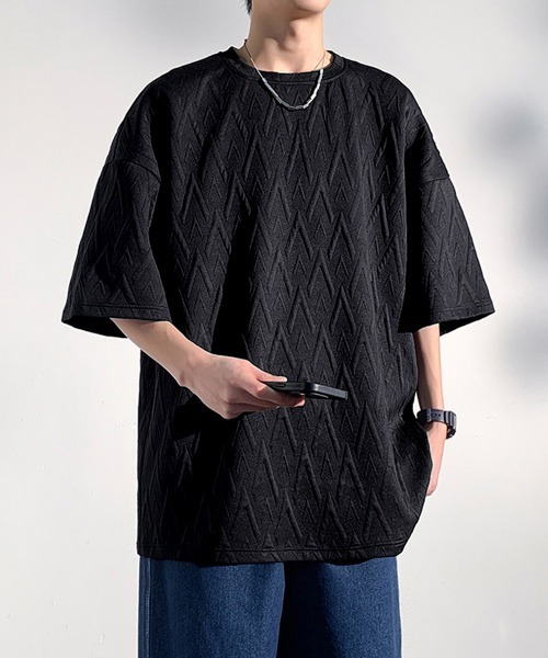 AsaAura(アサオーラ)の「メンズ Tシャツ クルーネックスウェット(Tシャツ/カットソー・メンズ・ブラック/ベージュ/ホワイト・FREE)」の1枚目の写真