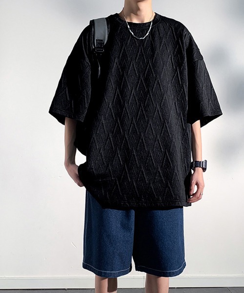 AsaAura(アサオーラ)の「メンズ Tシャツ クルーネックスウェット(Tシャツ/カットソー・メンズ・ブラック/ベージュ/ホワイト・FREE)」の4枚目の写真