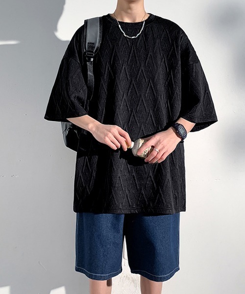 AsaAura(アサオーラ)の「メンズ Tシャツ クルーネックスウェット(Tシャツ/カットソー・メンズ・ブラック/ベージュ/ホワイト・FREE)」の5枚目の写真